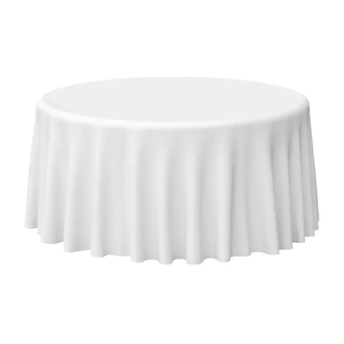 white polyester tablecloth for round tables